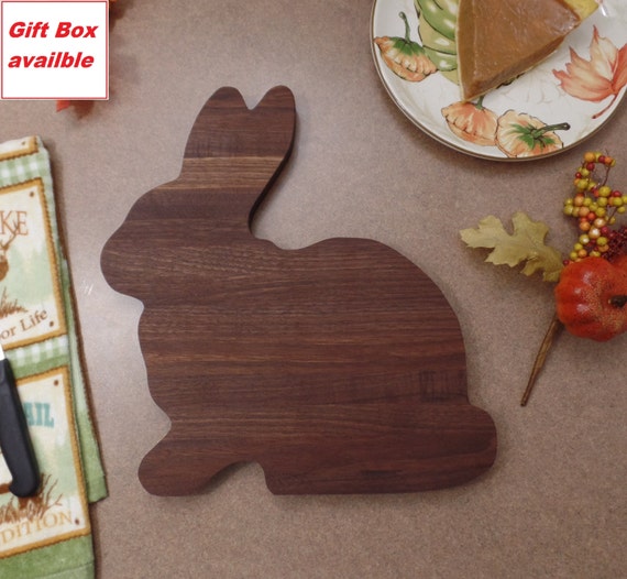 Big Bunny Rabbit Walnut Wood Cutting Board Gift Holiday or