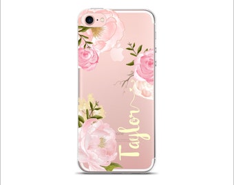 Personalized Clear transparent case iPhone 7 Plus iPhone 7 iPhone 6/6S iPhone 6 Plus iPhone 5/5S iPhone SE Romantic Roses Pales yellow