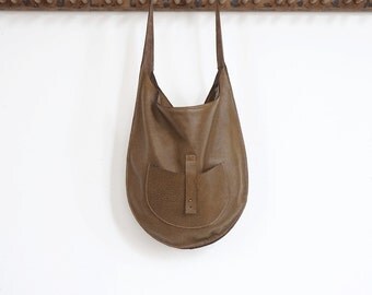 The Versailles- Leather Hobo Shoulder Bag- Moss