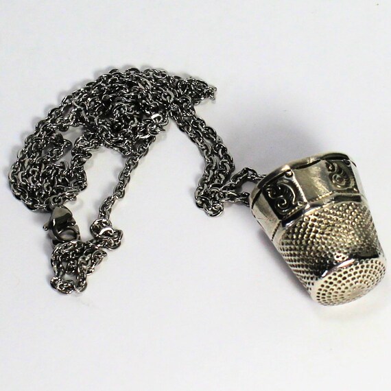 BAD Kisser Peter Pan Thimble Necklace Beat Up Bashed Thimble