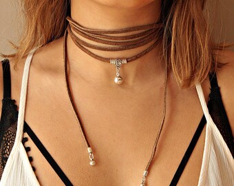 wrap necklace, leather wrap choker,Boho necklace, bohemian jewelry,boho necklace, boho jewelry, minimalist jewelry,women choker, choker,gift