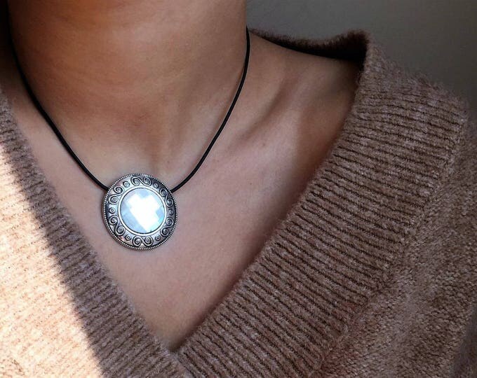 Choker Necklace,leather choker,leather jewelry,black leather choker,women jewelry,charm choker,boho necklace,bohemian choker,leather charm