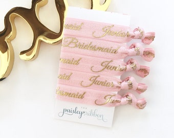 Junior Bridesmaid hair ties (5), will you be my Junior Bridesmaid, junior bridesmaid gift, junior bridesmaid proposal box,jr bridesmaid