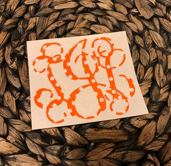 Polka Dot Vinyl Monogram Decal Yeti Monogram Car Monogram Cell