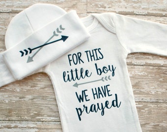 Baby Boy Coming Home Outfit - For This Little Boy We Have Prayed Bodysuit - Newborn Boy - Bring Home Outfit Boy - Baby Gift -NICU Clothing