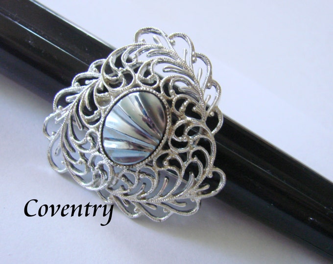 1960s Sarah Coventry Royal Plumage Filigree Silver Plate Brooch Vintage Jewelry Jewellery