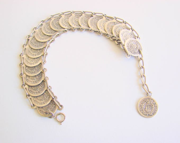 Vintage Italian Souvenir Dis Marino Coin Charm Link Bracelet / Jewelry / Jewellery