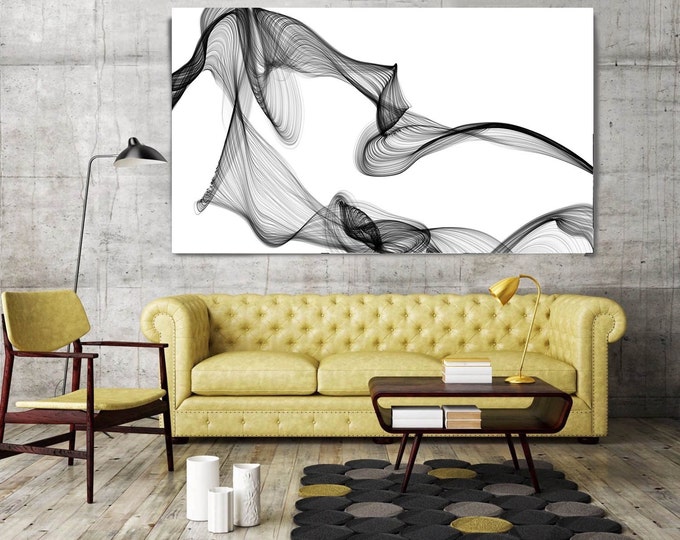 ORL-7371-42 Rhythm and Flow. Contemporary Abstract Black and White, Wall Decor, Large Contemporary Canvas Art Print up to 72" by Irena Orlov