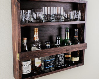 Rustic Wooden Murphy Bar Hidden Liquor Cabinet