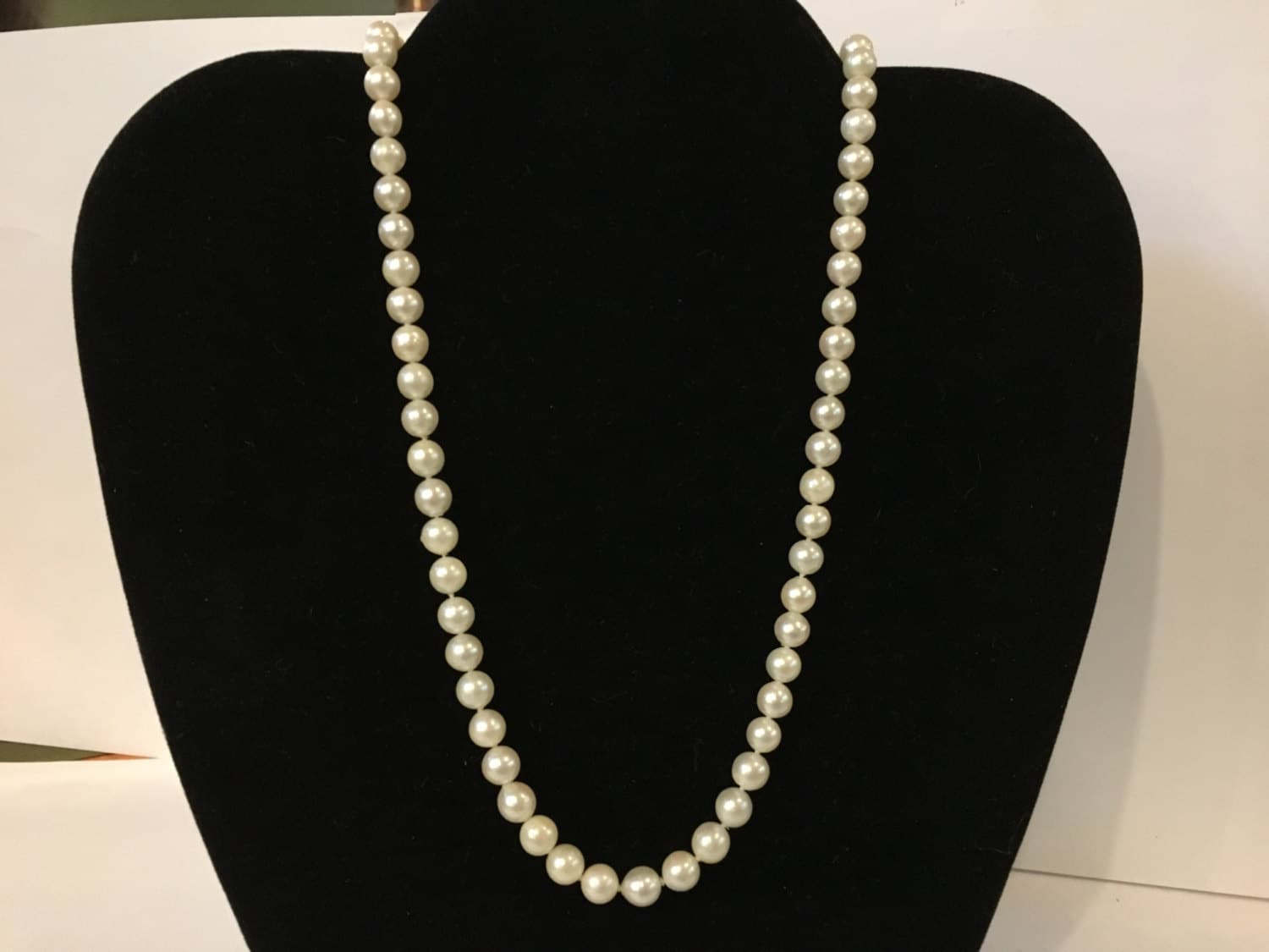 Vintage 1950s 60s Cultured Pearl Necklace Strand Sterling