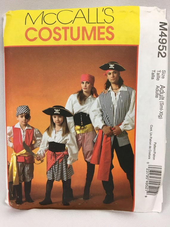 Items Similar To Adult Pirate Costume Mccalls 4952 Pattern For Men And Women Sizes Small To 1522