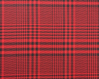 Rayon Dress Fabric, Red Plaid Fabric, Red Black Fabric, Red Fabric, Rayon Fabric Yardage, Red and Black Plaid - 1 1/8 Yard - DF2088