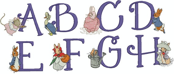 peter rabbit alphabet machine embroidery designs