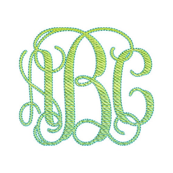 2 Color Vine Monogram Embroidery Font Set Instant Download