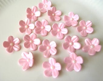 24 Pink BLOSSOMS / Gum Paste Flowers / Edible Cake Topper and Cupcake Decorations