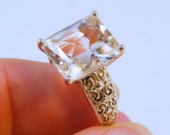 STERLING Silver WHITE BERYL Ring