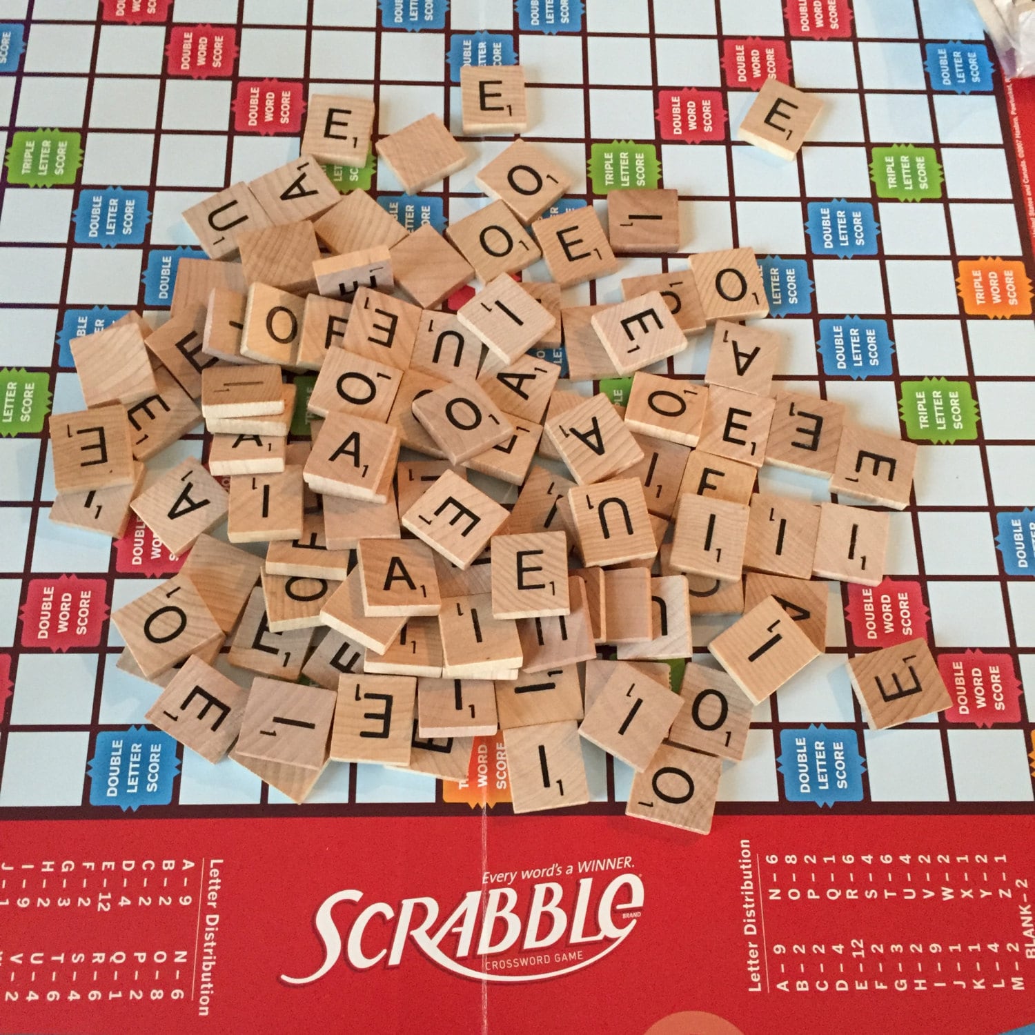 100 Scrabble Tiles Letters EIO only / Scrabble Letters Vowels