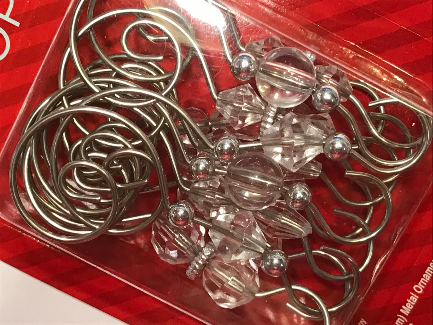12 silver color metal fancy ornament hooks 75 mm A9