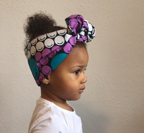 Baby Girl Headwrap Turban African Ethnic Geo Batik Print Head