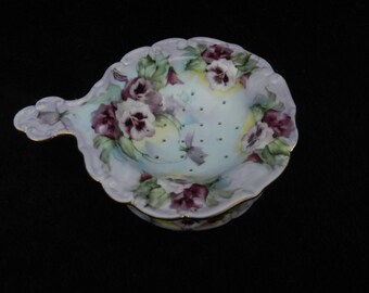 Tea Strainer: Hand Decorated Porcelain
