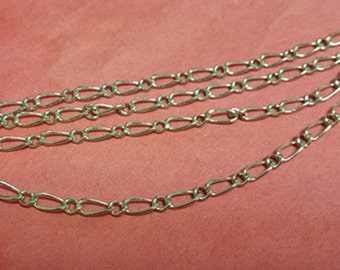 5 feet platinum look mother and son link brass chain-F20