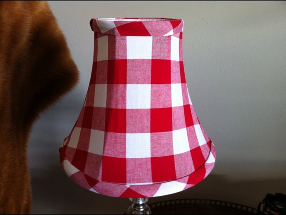 Small Bell lampshade red Buffalo check lampshade clip shade