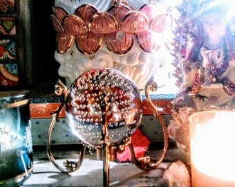 Vintage crystal ball, wicca altar, metaphysical, altar supply, meditation, healing, divination