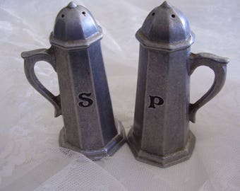 Vintage Pewter Type SALT & PEPPER Shakers