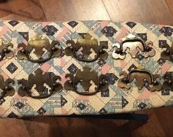 Vintage Drawer Handles Set of 10 Ornate Iron Metal Kitchen Bath Hardware Pulls