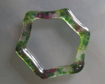 Bangle Petite & Standard Rosy Green Hexagon Cast Glass Bangles Stacking Bracelets or Glass Art Frames