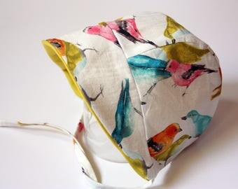 Baby Bonnet, Baby Sun Bonnet, Brimmed Bonnet, Spring Bonnet, Summer Baby Bonnet, Bird Bonnet, Made to Order