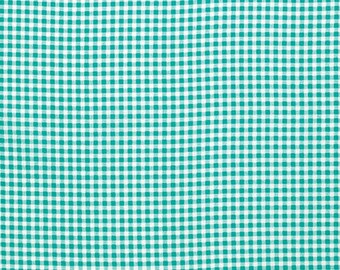Aqua Petite Gingham by Verna Mosquera for Free Spirit Fabric Aqua Fabric Aqua Gingham Fabric Modern Fabric Aqua and White Fabric Check Plaid