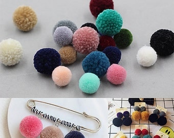 30Pieces, Faux Fur Pom Pom, Furry Pom Pom, Small Pom Pom, Fur Ball, Pom Pom Earrings Necklace DIY, Pom Pom Pendants, Pom Jewelry Supplies