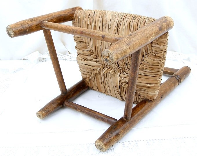 Antique French Small Wooden with Straw Seat Chair, Child Seat, Child's Furniture, Kids, Bedroom, Dolls, House, French Country Decor, Retro Antique French Small Wooden with Straw Seat Chair, Child Seat, Child's Furniture, Kids, Bedroom, Dolls, House, French Country Decor, Retro
