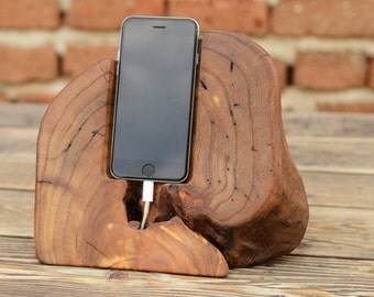 One of kind gift, Wood iPhone Docking Station, Phone Holder, Rustic iPhone Stand, Wood Tech Gift, Dock, Charging Station, Unique Wood Stand