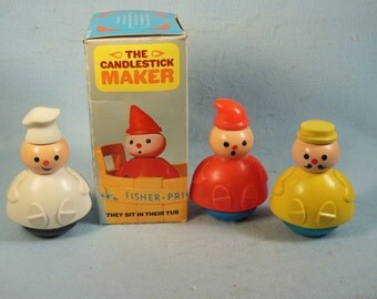 Vintage-1970-1-Fisher Price-3 Men In A Tub-Made In USA-With The Original Box