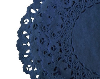 NAVY BLUE Color Paper Lace Doilies | 4" 5" 6" 8" 10" 12" 14" 16" Round Sizes | Navy Blue Doily, Dark Blue Doilies, Navy Chargers