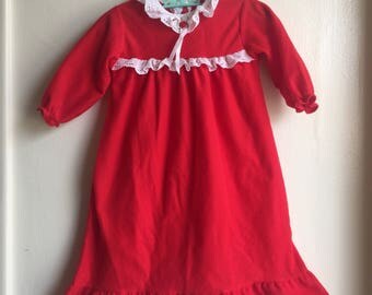 VTG Alexis Red Nightgown Sleeper White Holiday Christmas Sz 12-18M