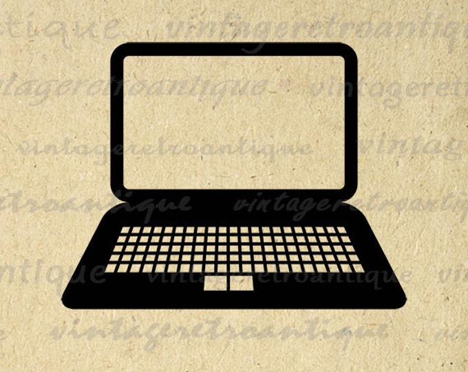 Laptop Computer Image Digital Printable Laptop Icon Computer Symbol Graphic Download Artwork Vintage Clip Art Jpg Png Eps HQ 300dpi No.3992