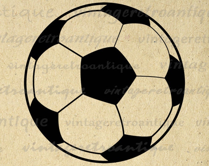 Printable Image Soccer Ball Graphic Download Soccer Digital Illustration Vintage Clip Art Jpg Png Eps HQ 300dpi No.3968