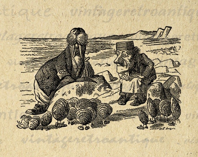 The Time Has Come the Walrus Said Printable Graphic Image Alice in Wonderland Digital Download Antique Clip Art HQ 300dpi No.232