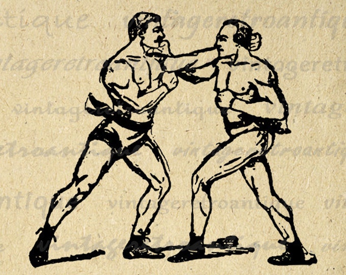 Printable Image Antique Boxers Download Boxing Graphic Fighter Digital Vintage Clip Art Jpg Png Eps HQ 300dpi No.1294