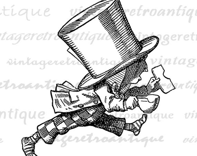 Digital Printable The Mad Hatter Download Alice in Wonderland Graphic Image Vintage Clip Art Jpg Png Eps HQ 300dpi No.1365