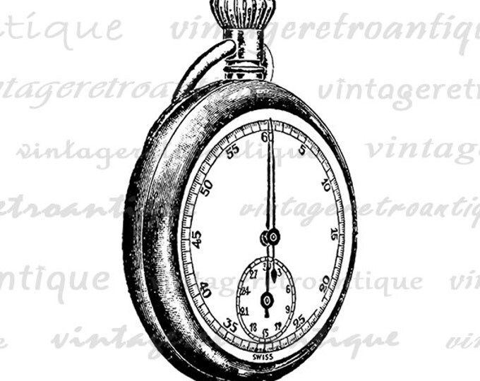 Antique Pocket Watch Digital Image Download Printable Graphic Vintage Clip Art Jpg Png Eps HQ No.1497