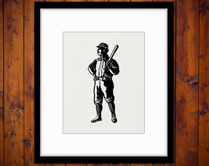 Digital Printable Antique Baseball Player Image Download Graphic Vintage Clip Art Jpg Png Eps HQ 300dpi No.4039