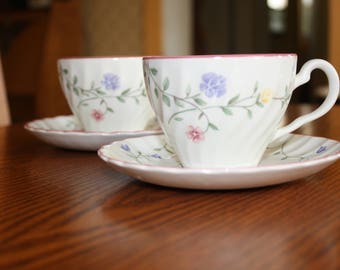 Johnson Brother's Summer Chintz Pattern (2) Teacups and Saucers