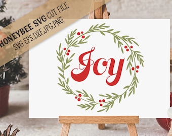 Joy Wreath svg Joy svg Christmas svg Christmas wreath svg Christmas decor svg Holiday decor svg Silhouette svg Cricut svg eps dxf