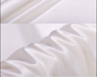 Designer Solid Silk Charmeuse Fabric - Off-White Lining Cloth by The Yard or Meter 114 cm (44") wide