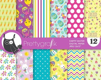 80% OFF SALE Happy Easter school digital paper, commercial use, scrapbook papers, background chevron, stripes - PS854