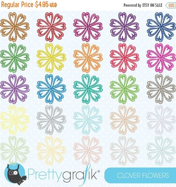 80% OFF SALE 25 flower heart clipart commercial use, vector graphics, digital clip art, digital images - CL502 Il_570xn